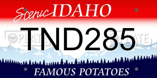TND285 Idaho License Plate