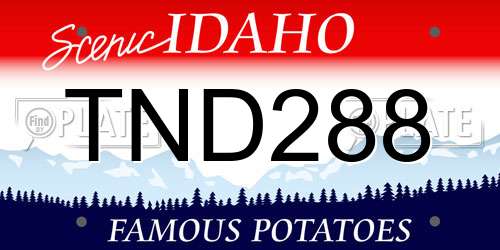 TND288 Idaho License Plate