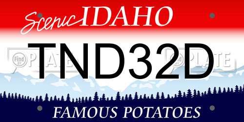 TND32D Idaho License Plate