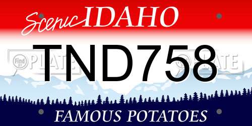 TND758 Idaho License Plate