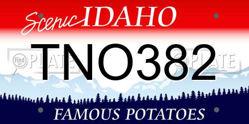 TNO382 Idaho License Plate