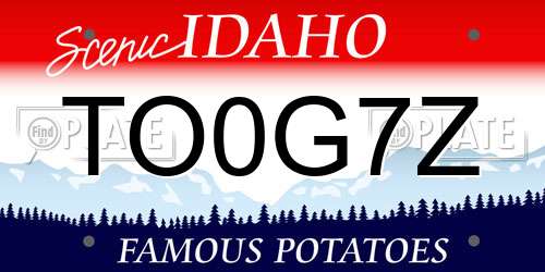 TO0G7Z Idaho License Plate