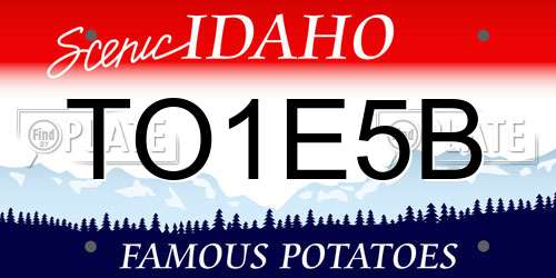 TO1E5B Idaho License Plate