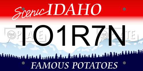 TO1R7N Idaho License Plate