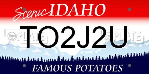 TO2J2U Idaho License Plate