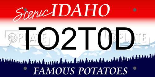 TO2T0D Idaho License Plate