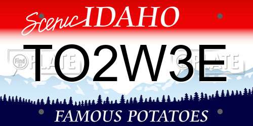 TO2W3E Idaho License Plate