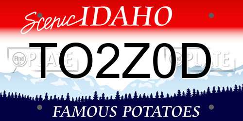 TO2Z0D Idaho License Plate