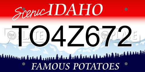TO4Z672 Idaho License Plate