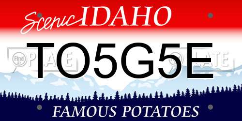 TO5G5E Idaho License Plate