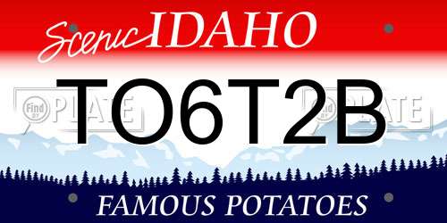 TO6T2B Idaho License Plate