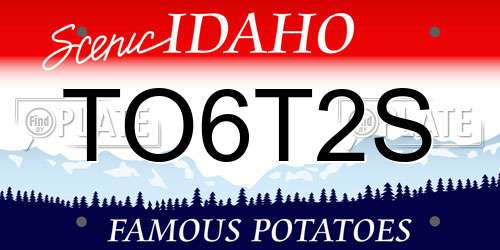 TO6T2S Idaho License Plate