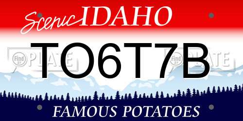 TO6T7B Idaho License Plate