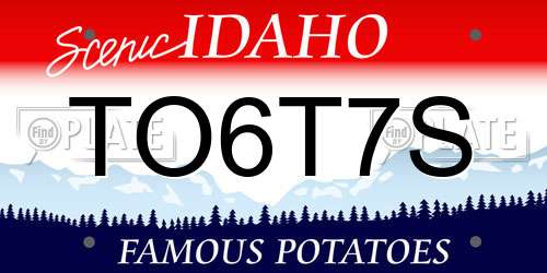 TO6T7S Idaho License Plate