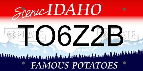 TO6Z2B Idaho License Plate