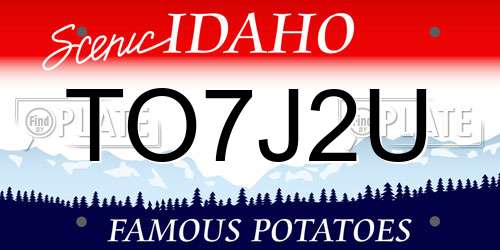 TO7J2U Idaho License Plate