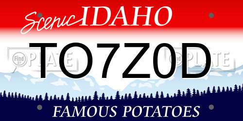 TO7Z0D Idaho License Plate