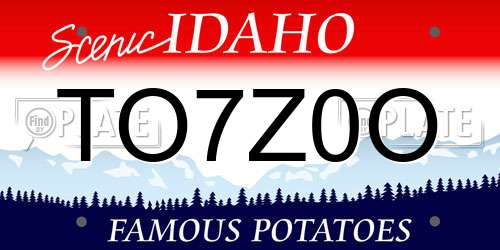TO7Z0O Idaho License Plate