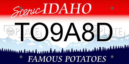 TO9A8D Idaho License Plate