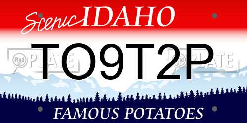 TO9T2P Idaho License Plate