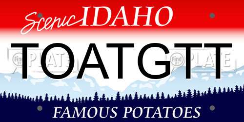 TOATGTT Idaho License Plate