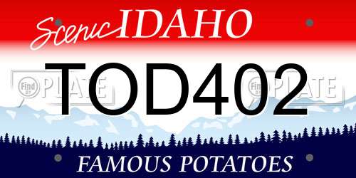 TOD402 Idaho License Plate