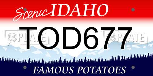 TOD677 Idaho License Plate