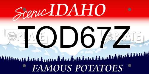 TOD67Z Idaho License Plate