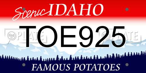 TOE925 Idaho License Plate