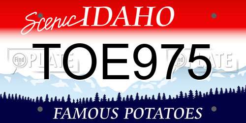 TOE975 Idaho License Plate