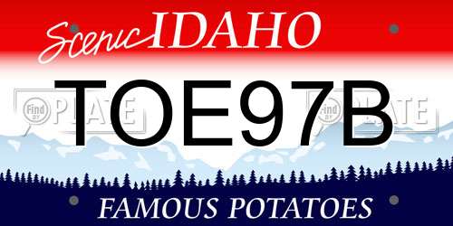 TOE97B Idaho License Plate