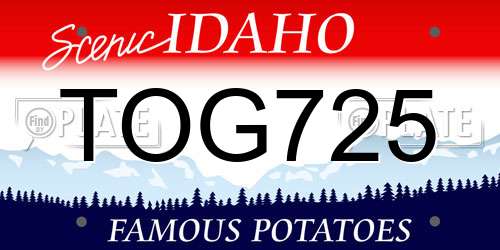 TOG725 Idaho License Plate