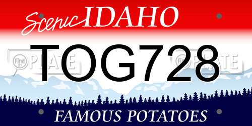 TOG728 Idaho License Plate
