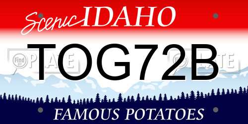 TOG72B Idaho License Plate