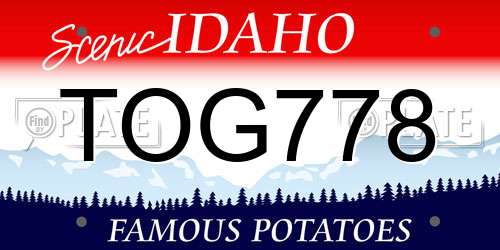 TOG778 Idaho License Plate