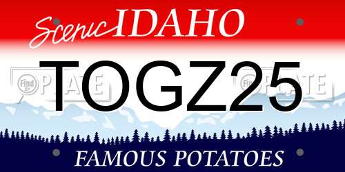 TOGZ25 Idaho License Plate