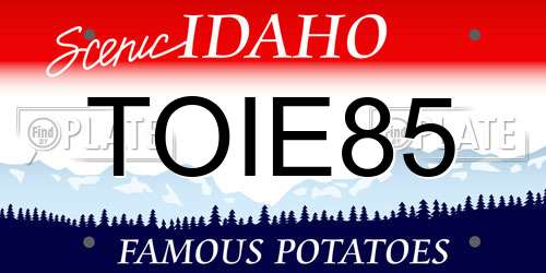 TOIE85 Idaho License Plate