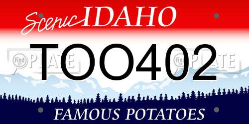 TOO402 Idaho License Plate