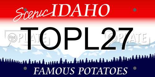 TOPL27 Idaho License Plate