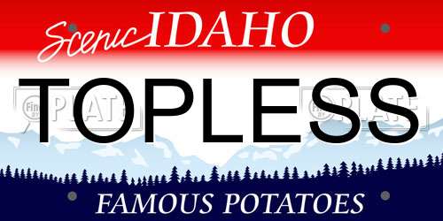 TOPLESS Idaho License Plate