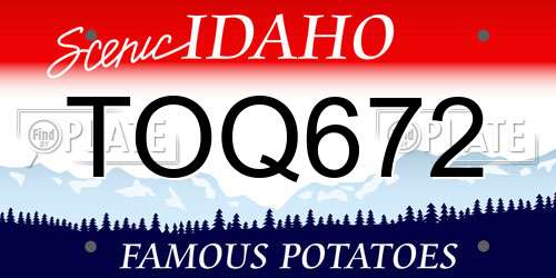 TOQ672 Idaho License Plate