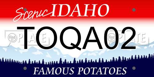 TOQA02 Idaho License Plate