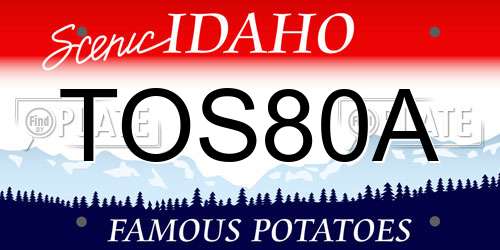 TOS80A Idaho License Plate
