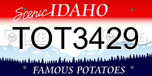 TOT3429 Idaho License Plate