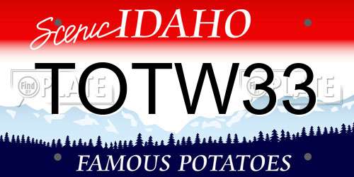 TOTW33 Idaho License Plate