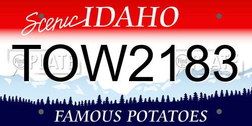 TOW2183 Idaho License Plate