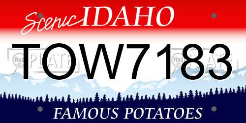 TOW7183 Idaho License Plate