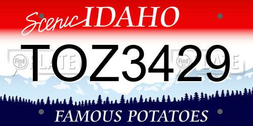 TOZ3429 Idaho License Plate