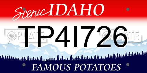 TP4I726 Idaho License Plate