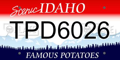 TPD6026 Idaho License Plate